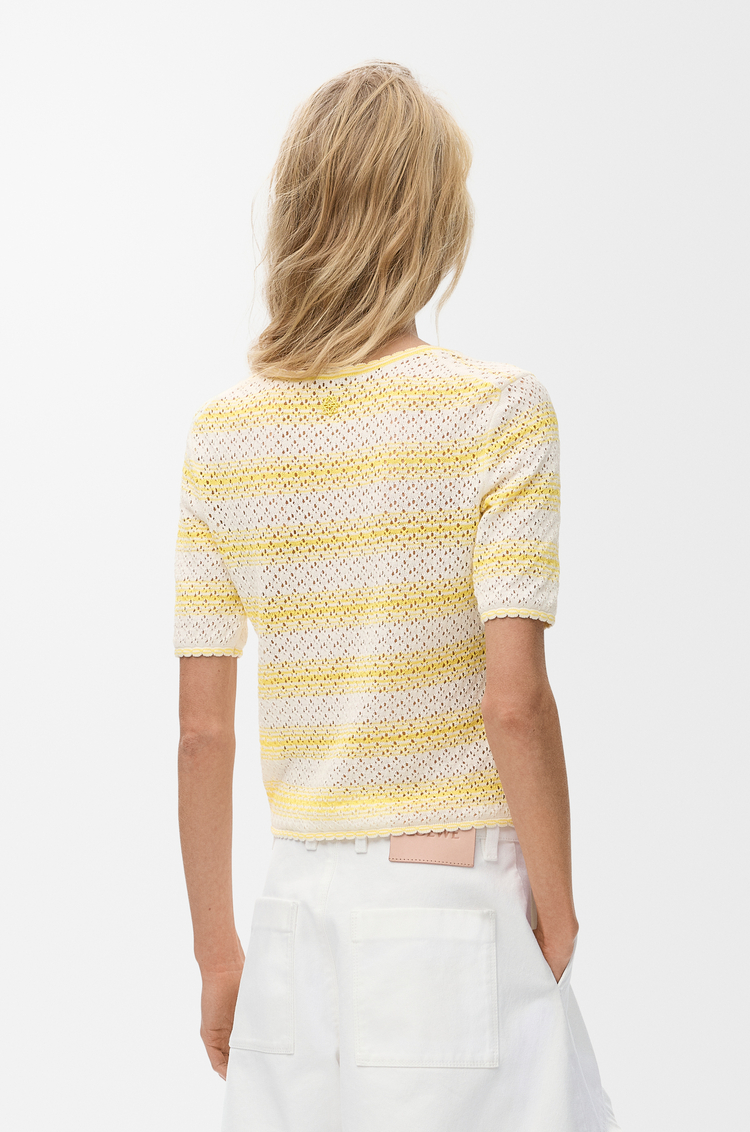LOEWE Jersey de manga corta en mezcla de algodón Blanco/Amarillo