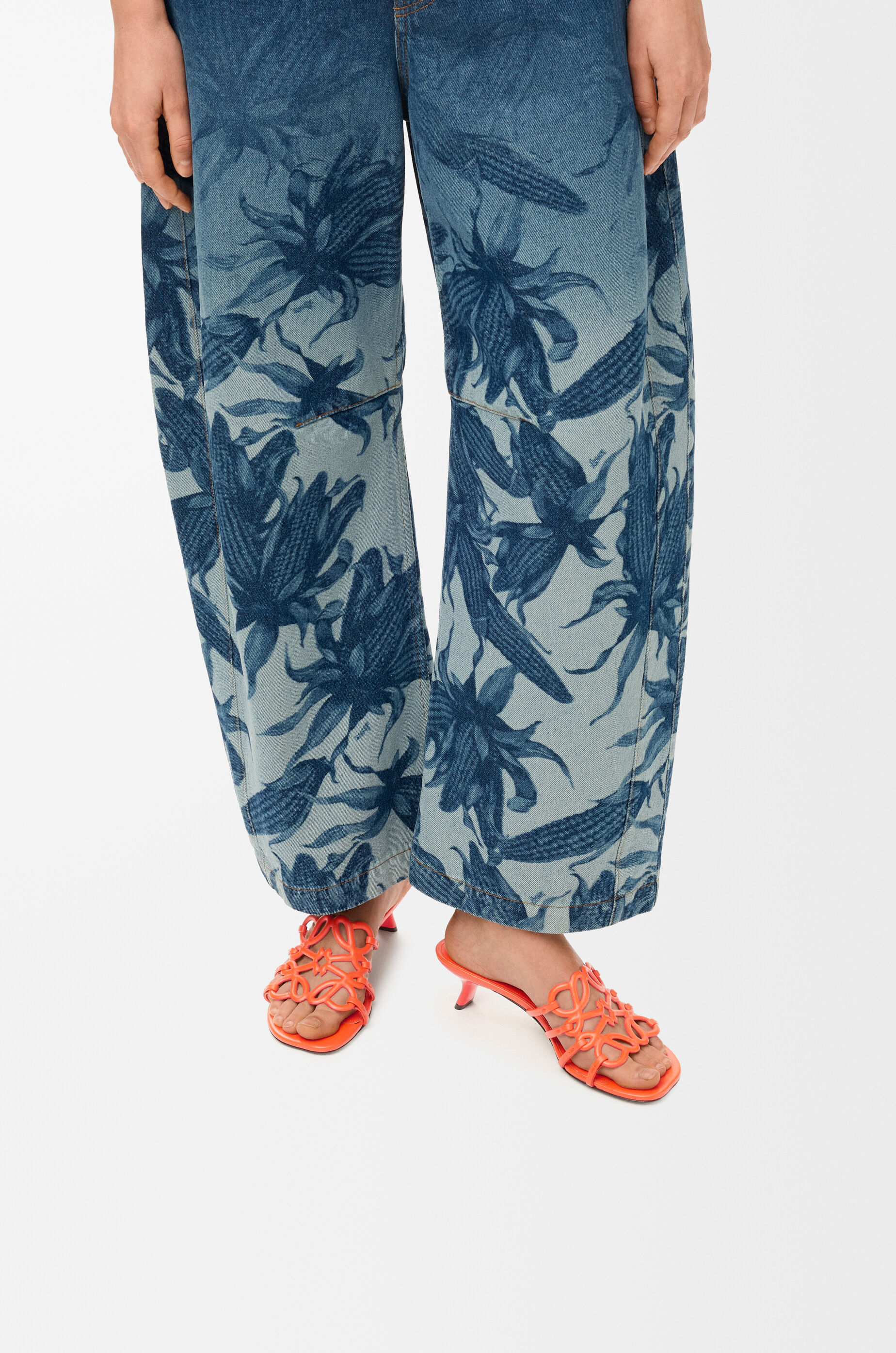 Petal Anagram slide in soft calfskin Orange - LOEWE USA Official