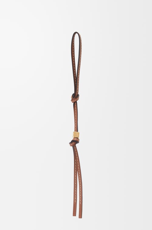 LOEWE 小型 Anagram 小牛皮帶 棕褐色/金色