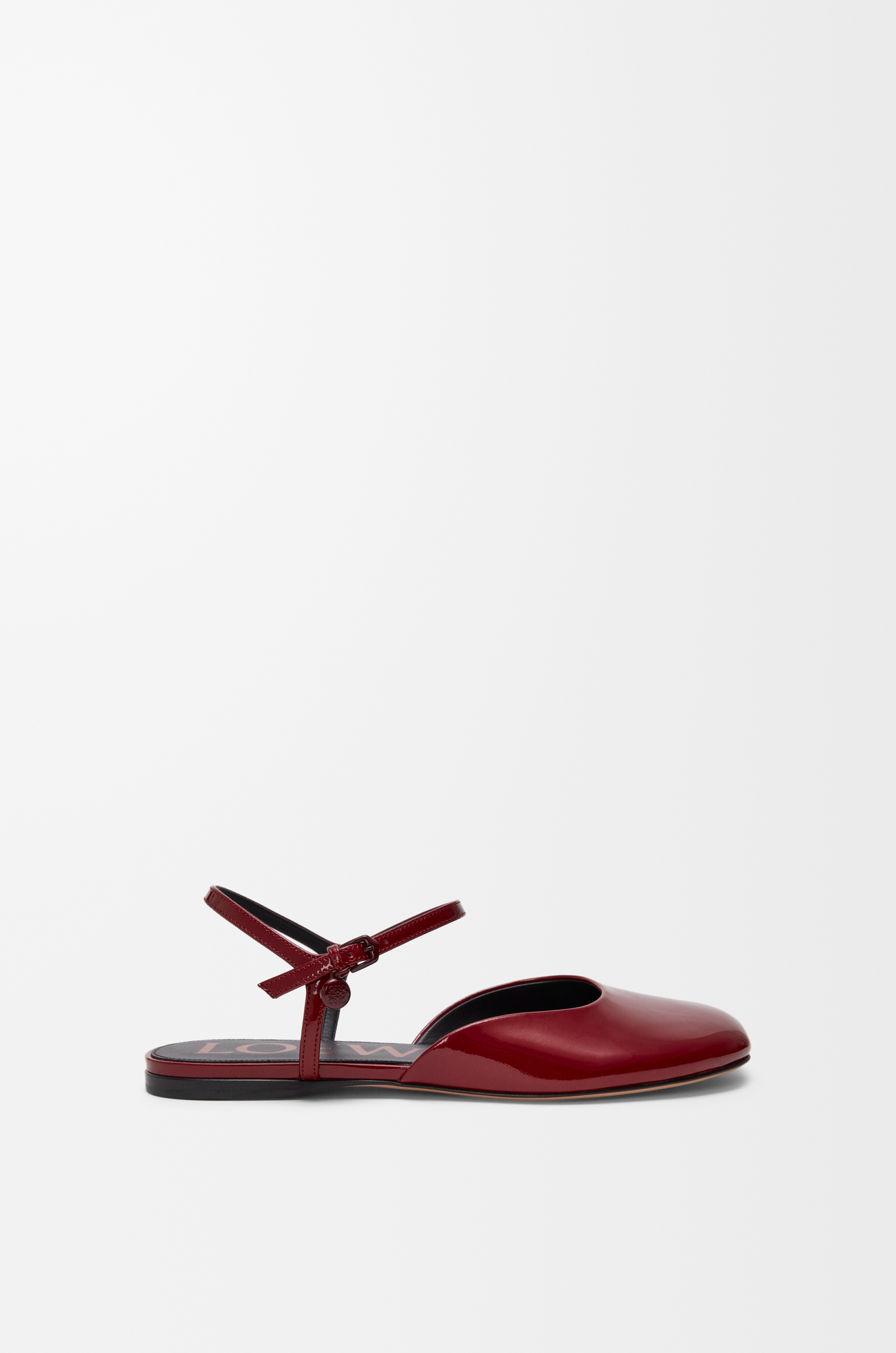LOEWE Toy ankle strap ballerina in soft patent lambskin Dark Red