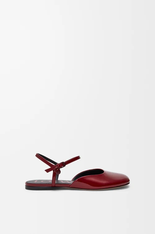 LOEWE Toy ankle strap ballerina in soft patent lambskin Dark Red