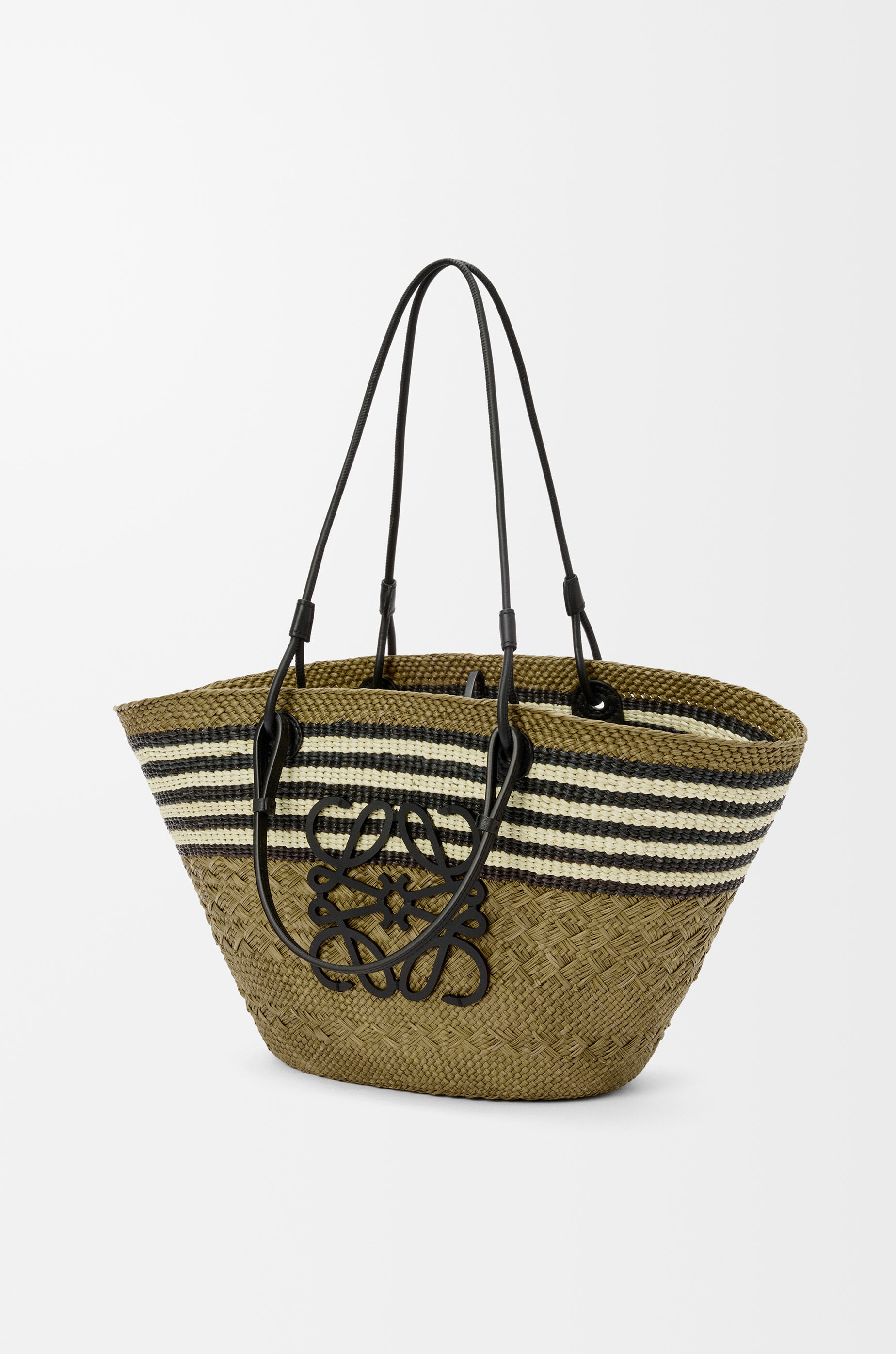 Medium Anagram basket in iraca palm and calfskin Multicolor