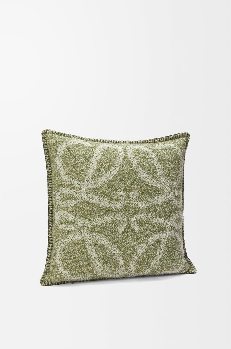 LOEWE Cojín Anagram en alpaca y lana Verde/Verde Caqui