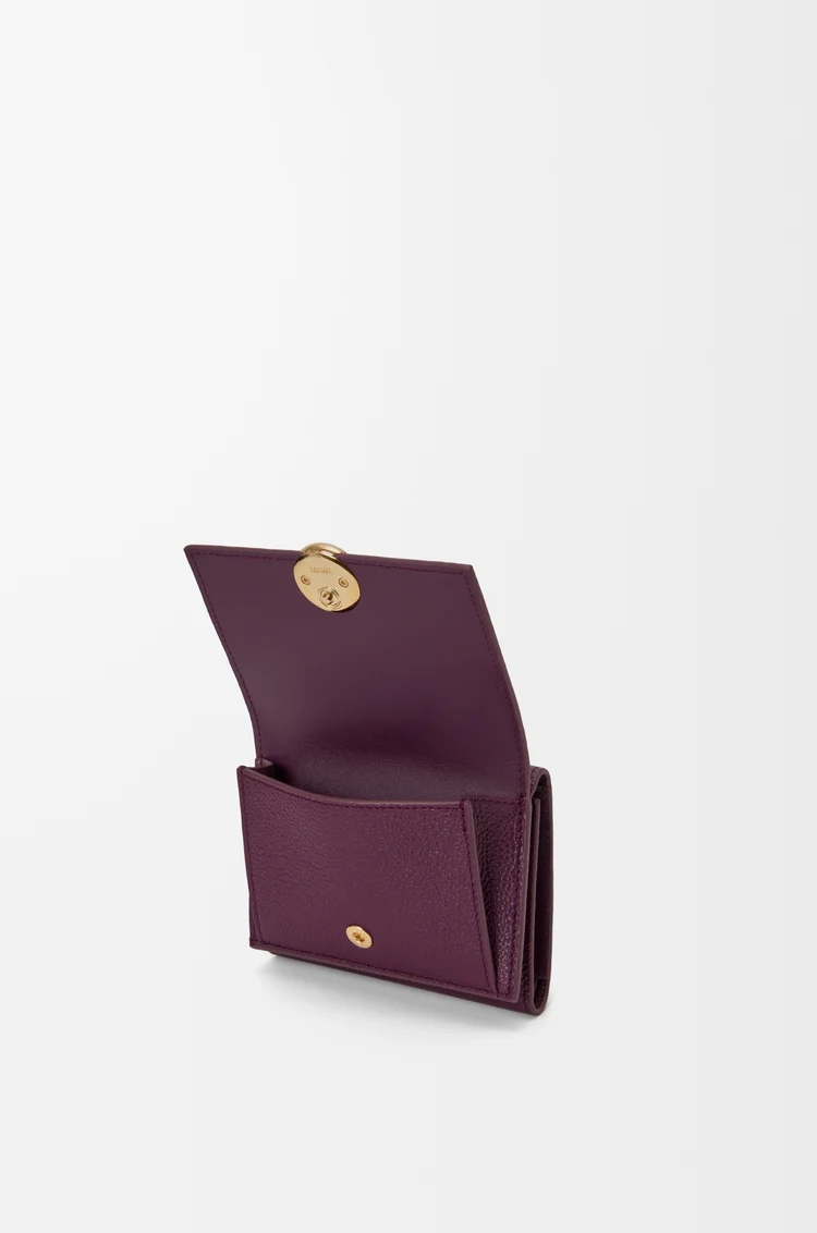 LOEWE Pebble trifold wallet in pebble grain calfskin Plum