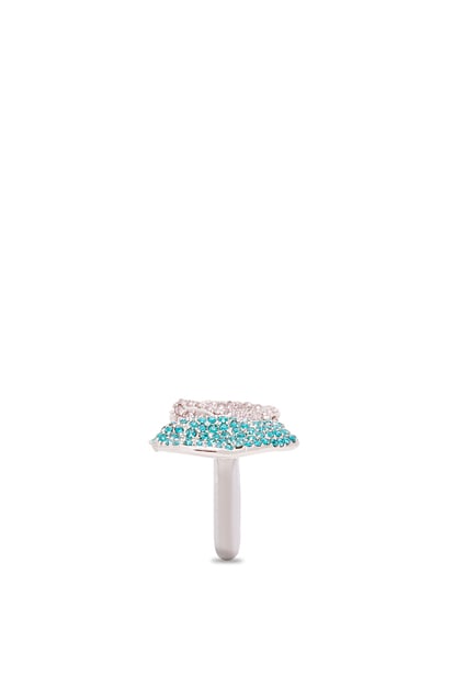 LOEWE Glitter Fragment double ring in sterling silver and crystals Silver/Turquoise/Mauve plp_rd