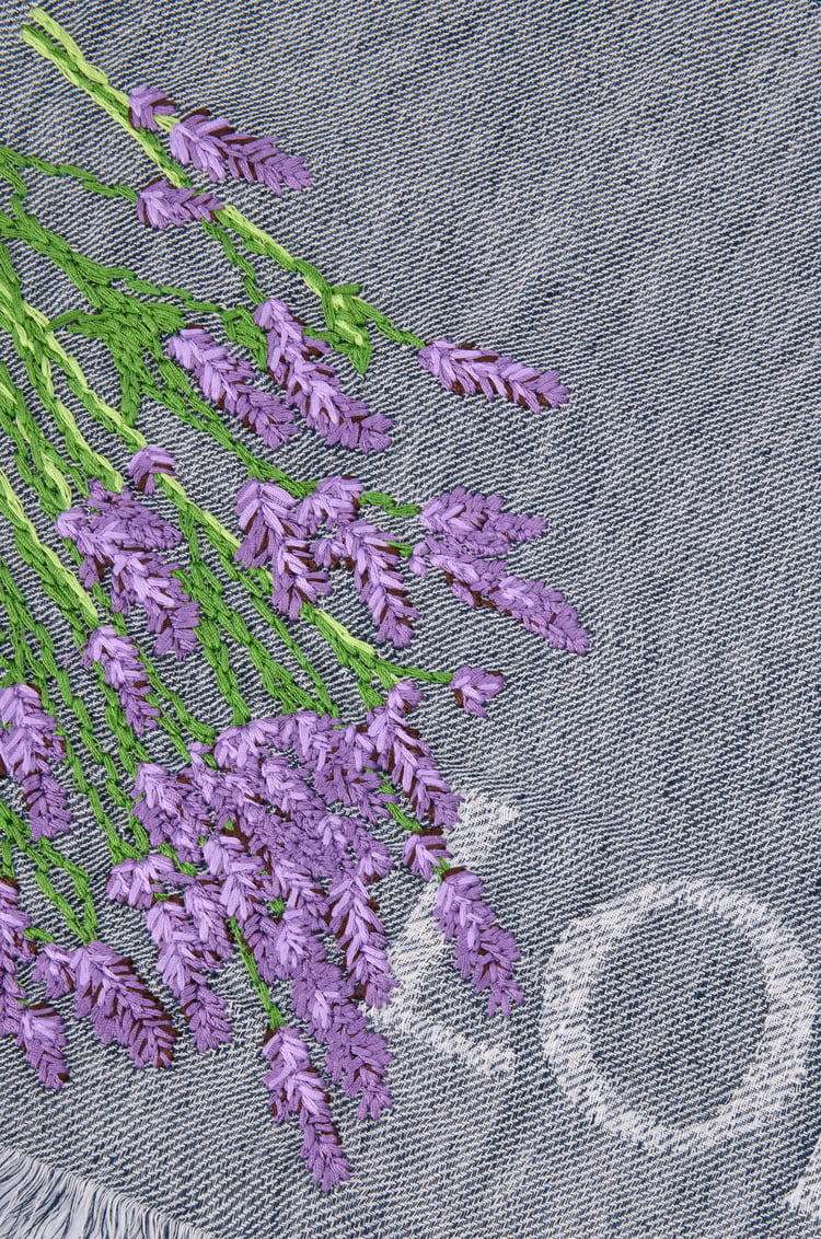 LOEWE Scarf in linen Dark Navy Blue