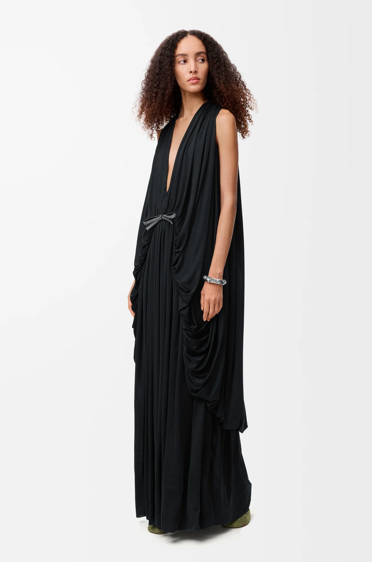 LOEWE Draped dress in silk Black