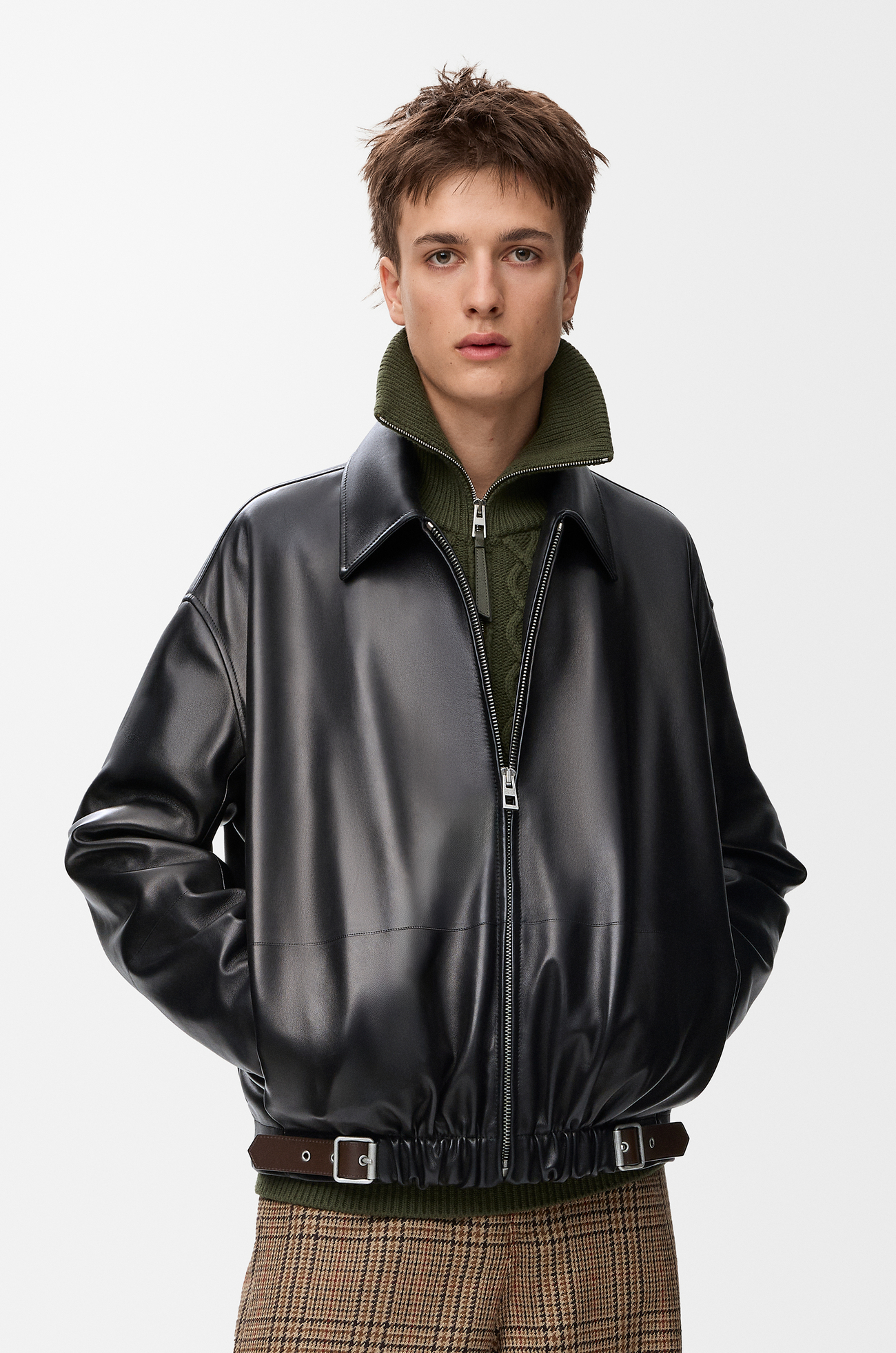 LOEWE Belted jacket in nappa lambskin Black