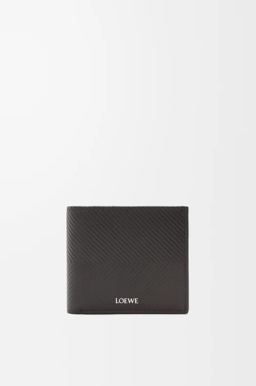 LOEWE Bifold-Brieftasche aus strukturiertem, klassischem Kalbsleder Dunkelgrau