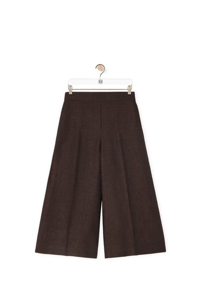 LOEWE Cropped trousers in linen Dark Brown