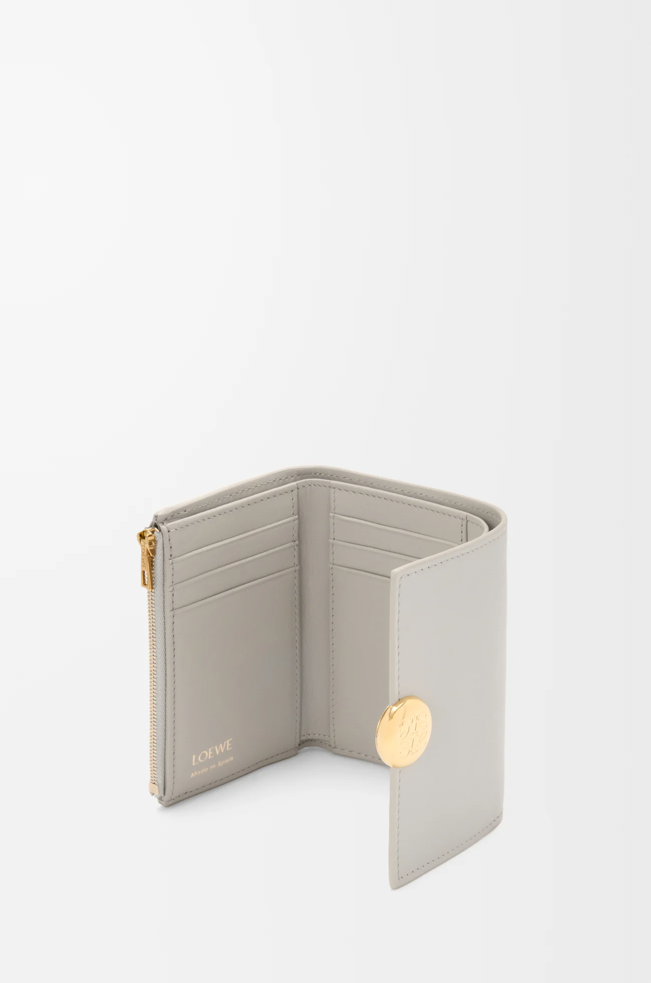 LOEWE Pebble small vertical wallet in shiny nappa calfskin Shell Grey