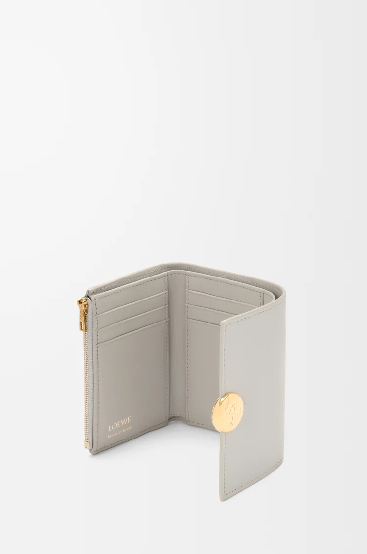 LOEWE Pebble small vertical wallet in shiny nappa calfskin Shell Grey