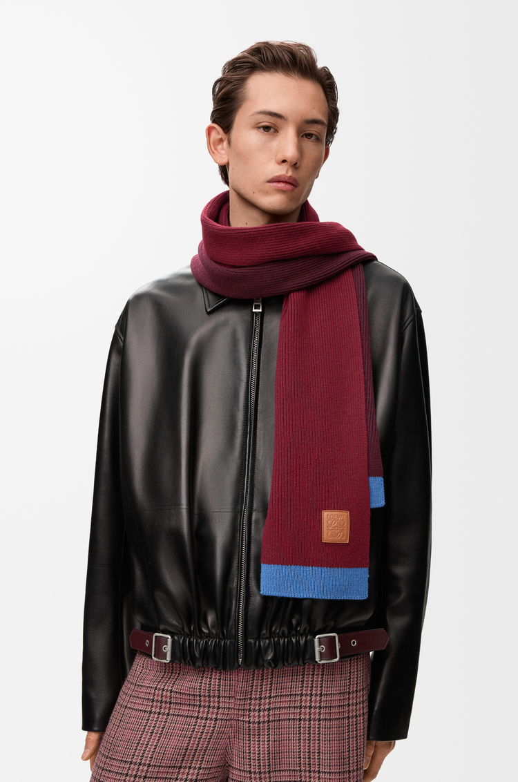 LOEWE アシンメトリー スカーフ（ウール） グリーン/レッド/マルチカラー