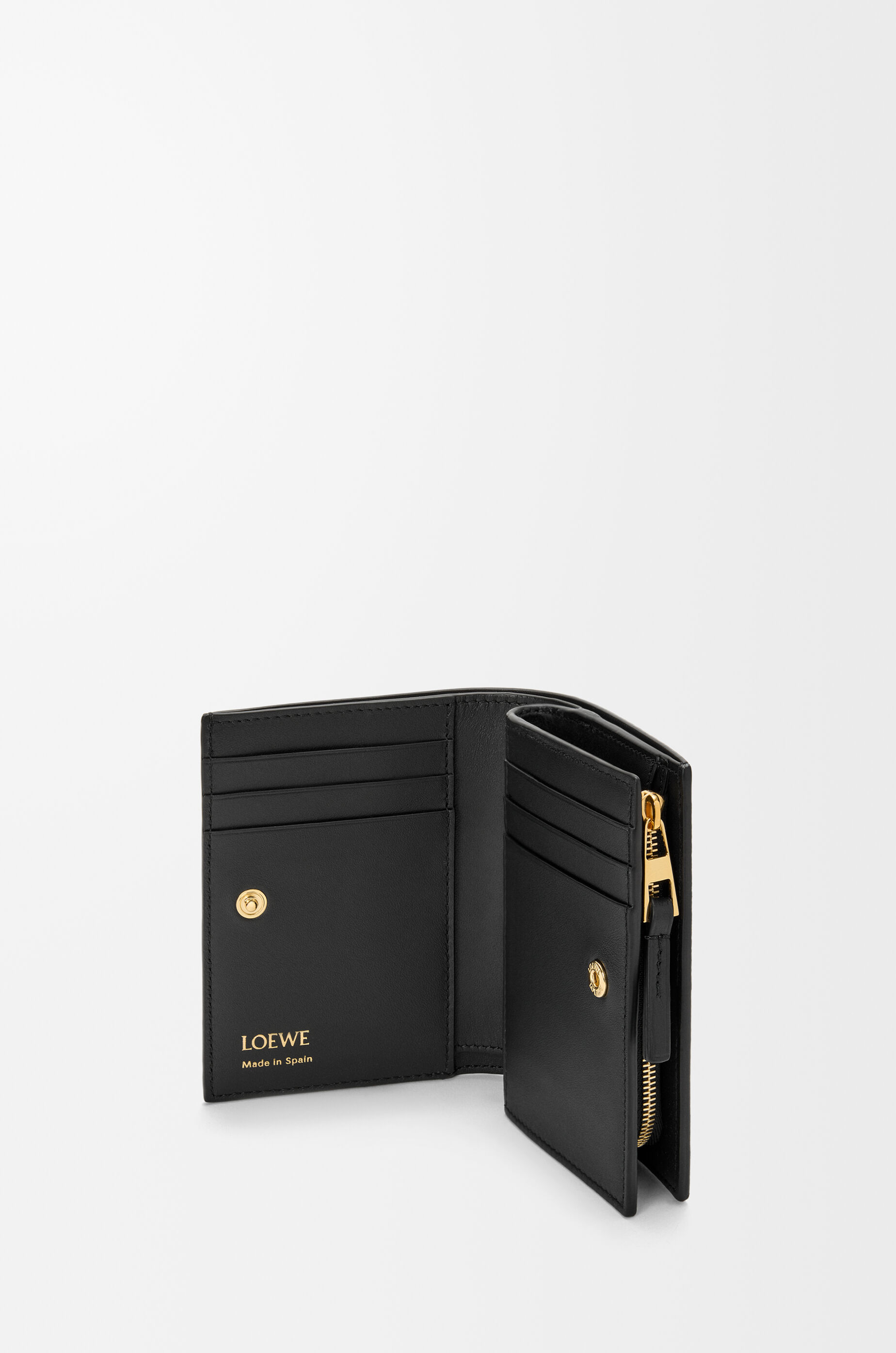Duet compact wallet in smooth and grained calfskin Black - LOEWE