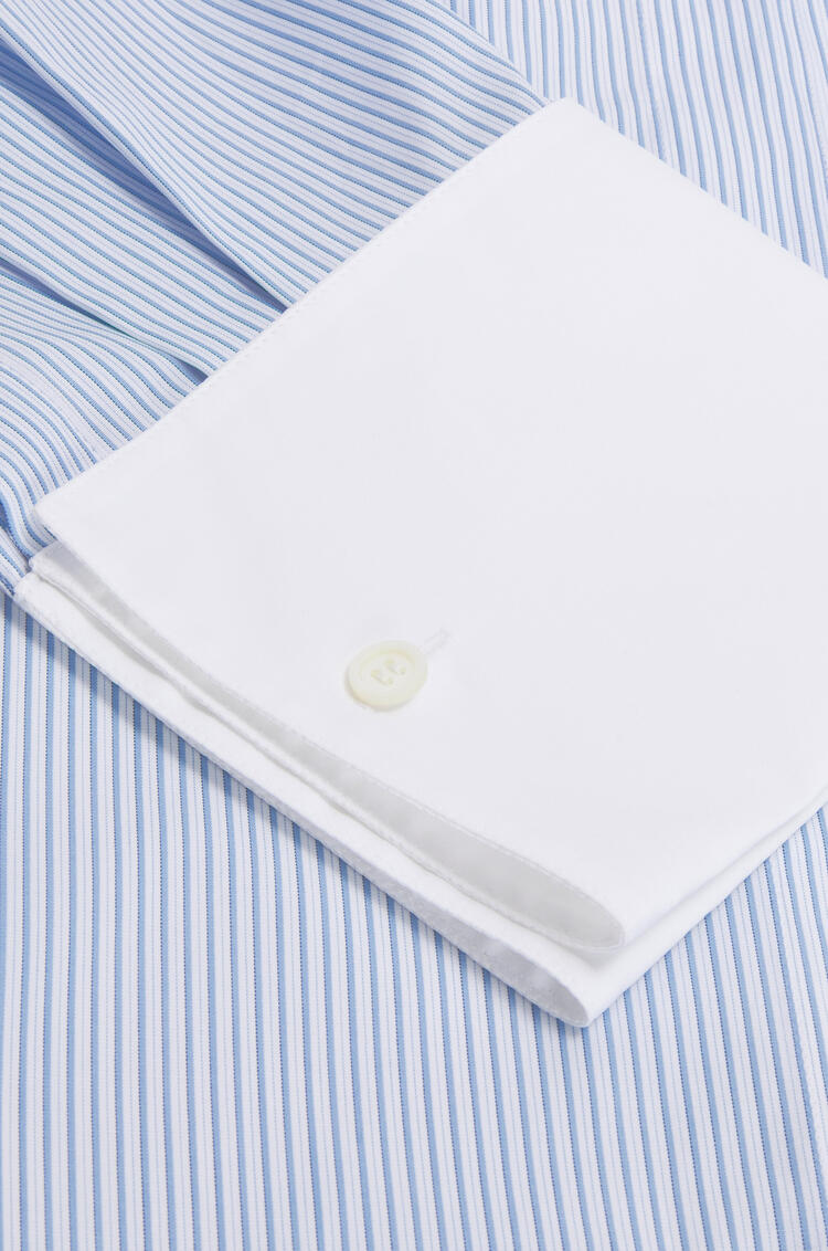 LOEWE Striped plastron shirt in cotton White/Blue