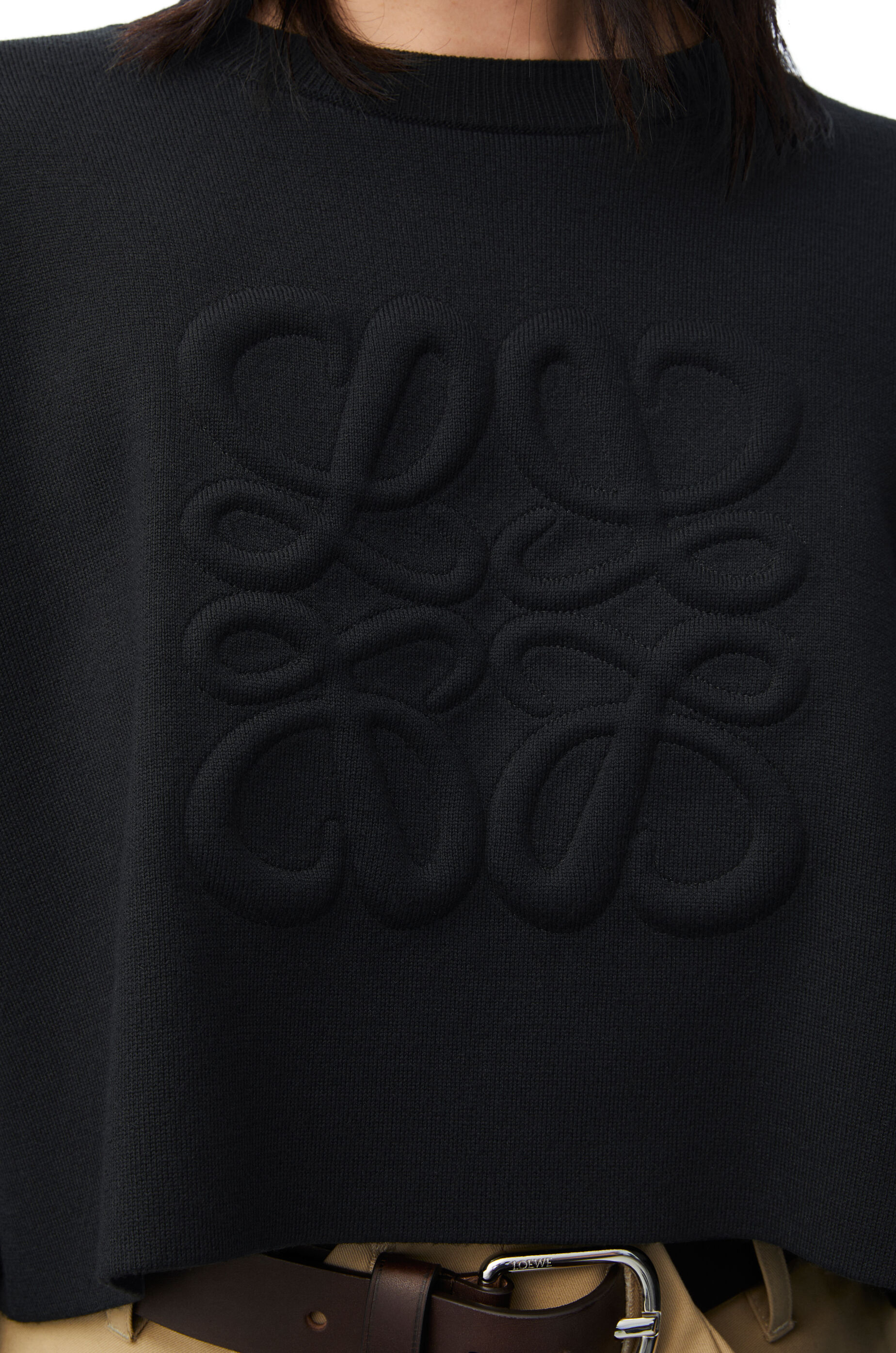 ショート アナグラム セーター (ウール) ブラック - LOEWE ショート アナグラム セーター (ウール) ブラック - LOEWE