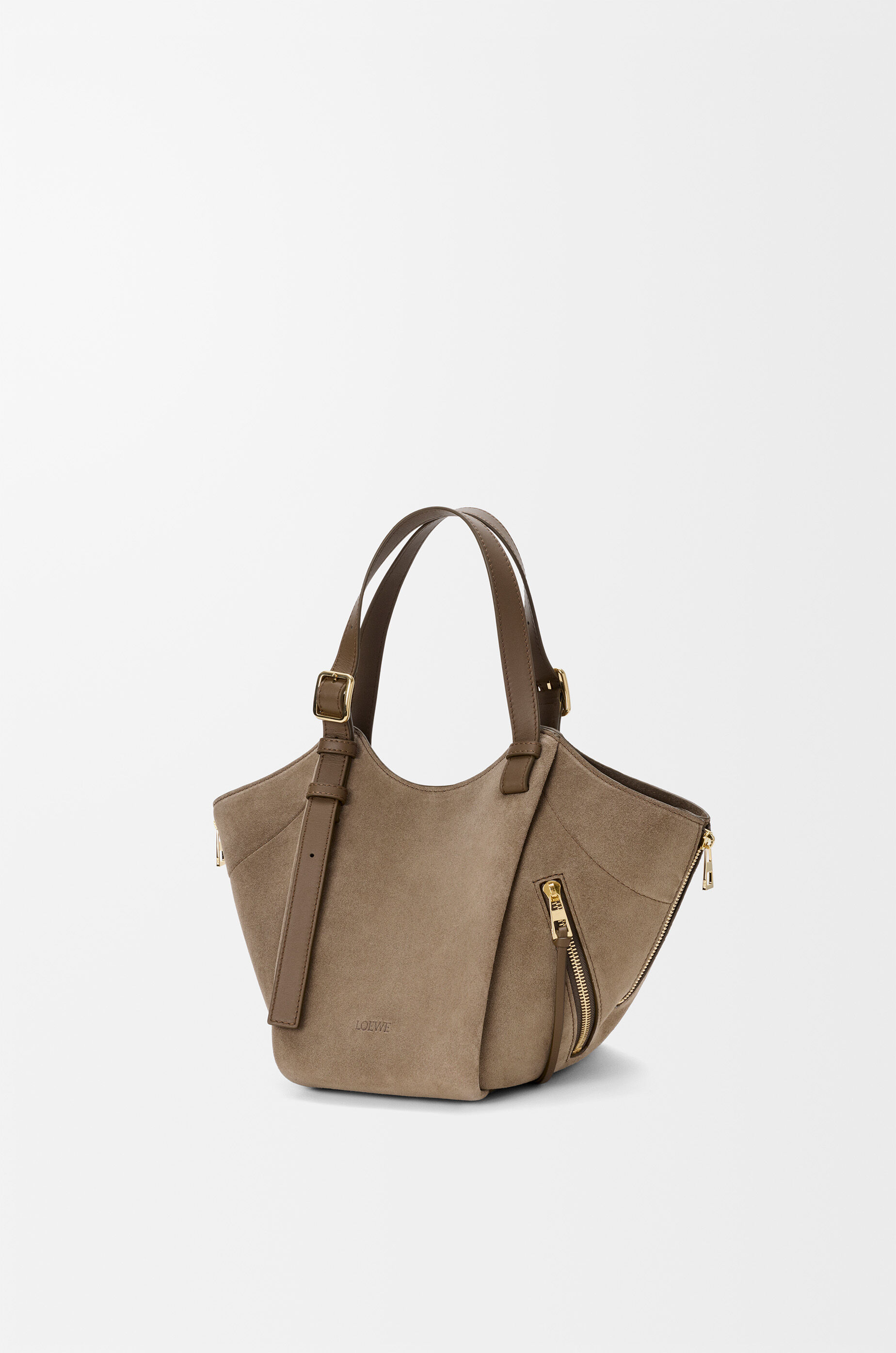 Hammock Flip bag in suede Brown - LOEWE International official website