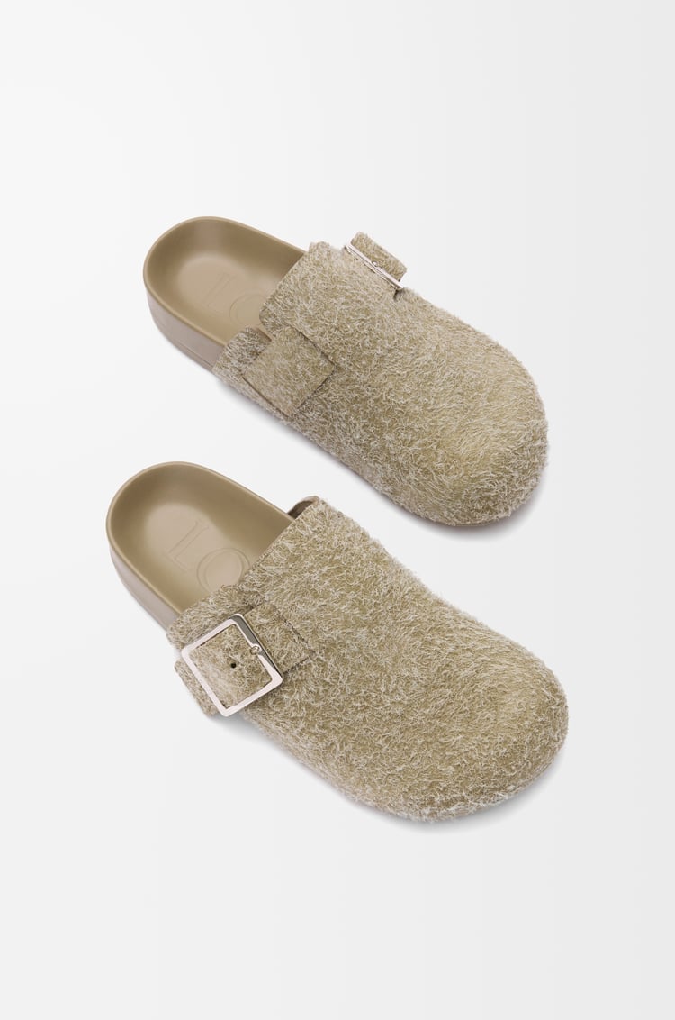 LOEWE 磨砂麂皮 Ease Buckle 穆勒鞋 卡其綠