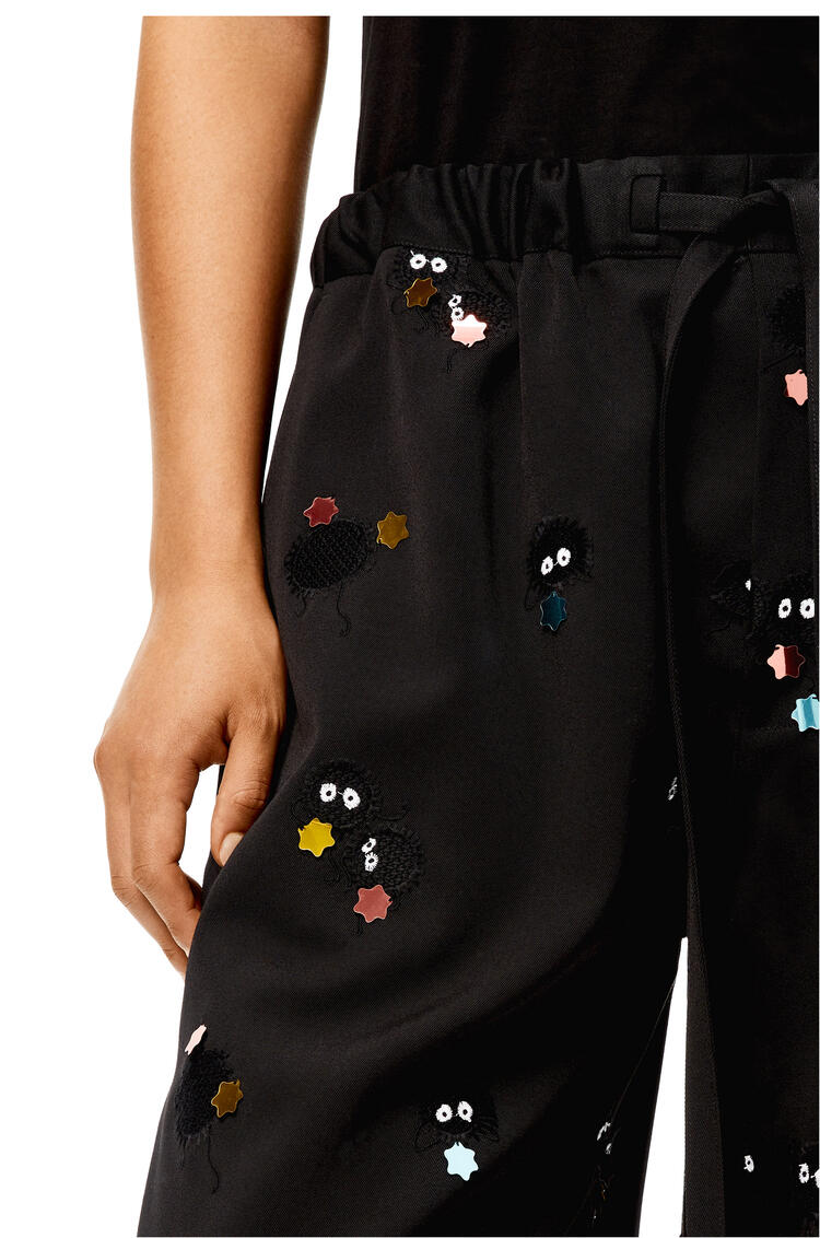 LOEWE Susuwatari drawstring shorts in wool Black/Multicolor pdp_rd