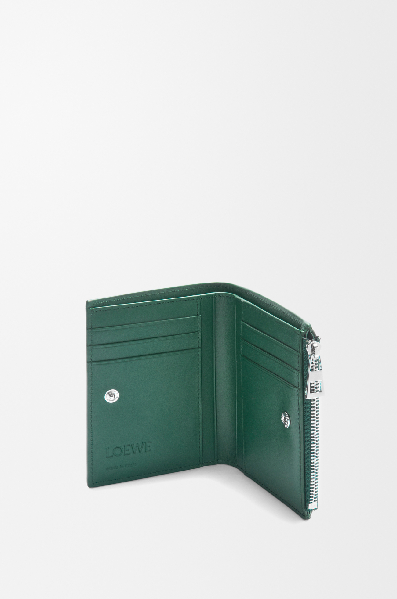 LOEWE Slim compact wallet in deerskin Evergreen