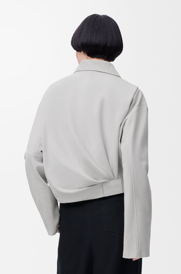 LOEWE 絨面山羊皮垂墜夾克 淺灰色