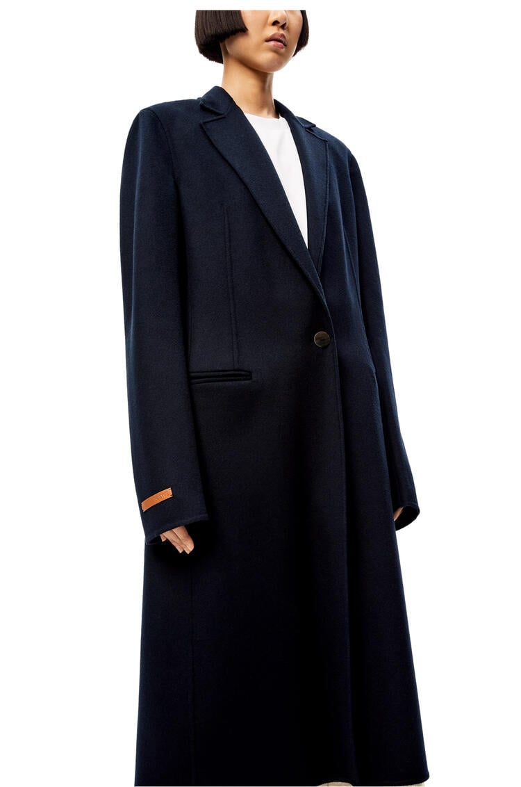 LOEWE Single breasted coat in wool and cashmere Dark Navy Blue
