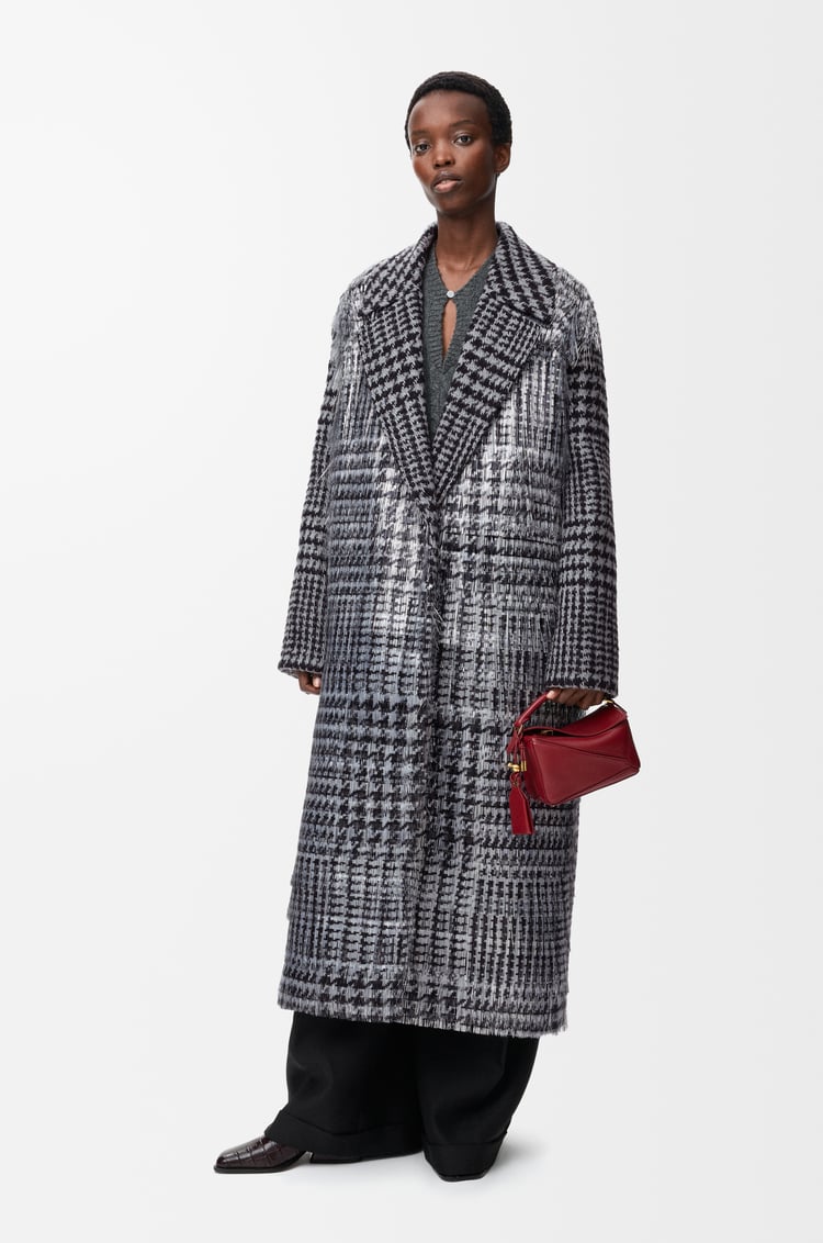 LOEWE Coat in wool and mohair blend Grey/Black