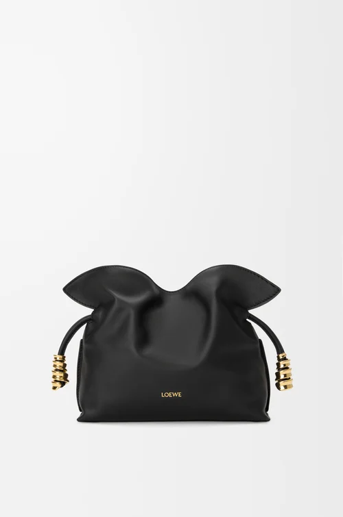 LOEWE Borsa clutch Coil Flamenco mini in nappa di vitello Nero