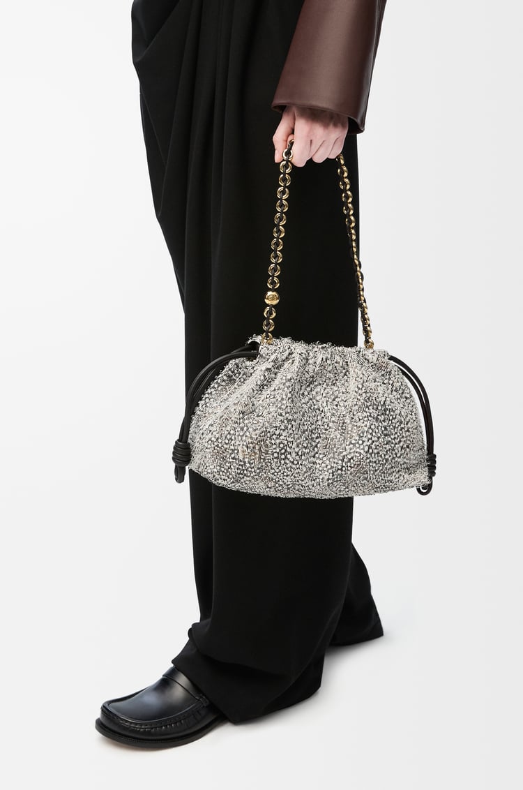 LOEWE Medium Flamenco purse in goatskin Black/White