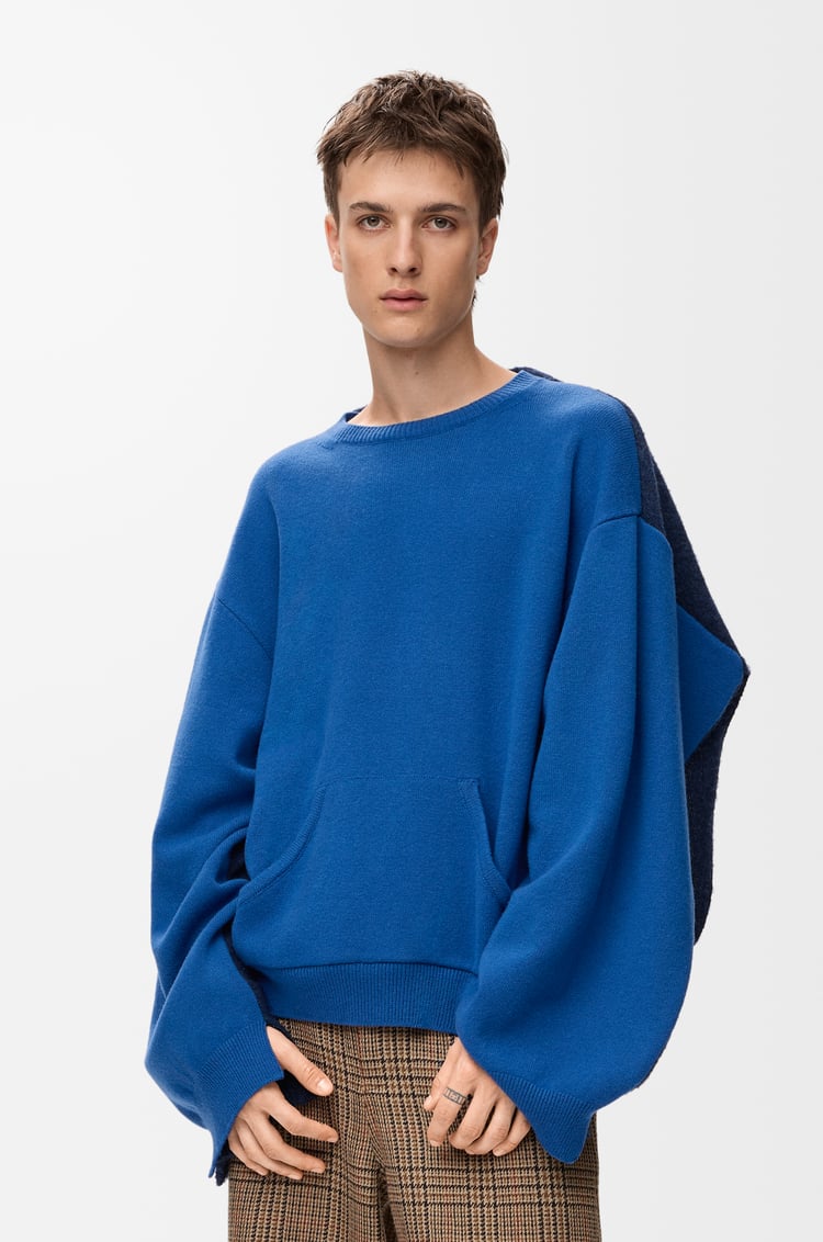 LOEWE Trompe l'oeil sweater in wool Blue/Dark Blue