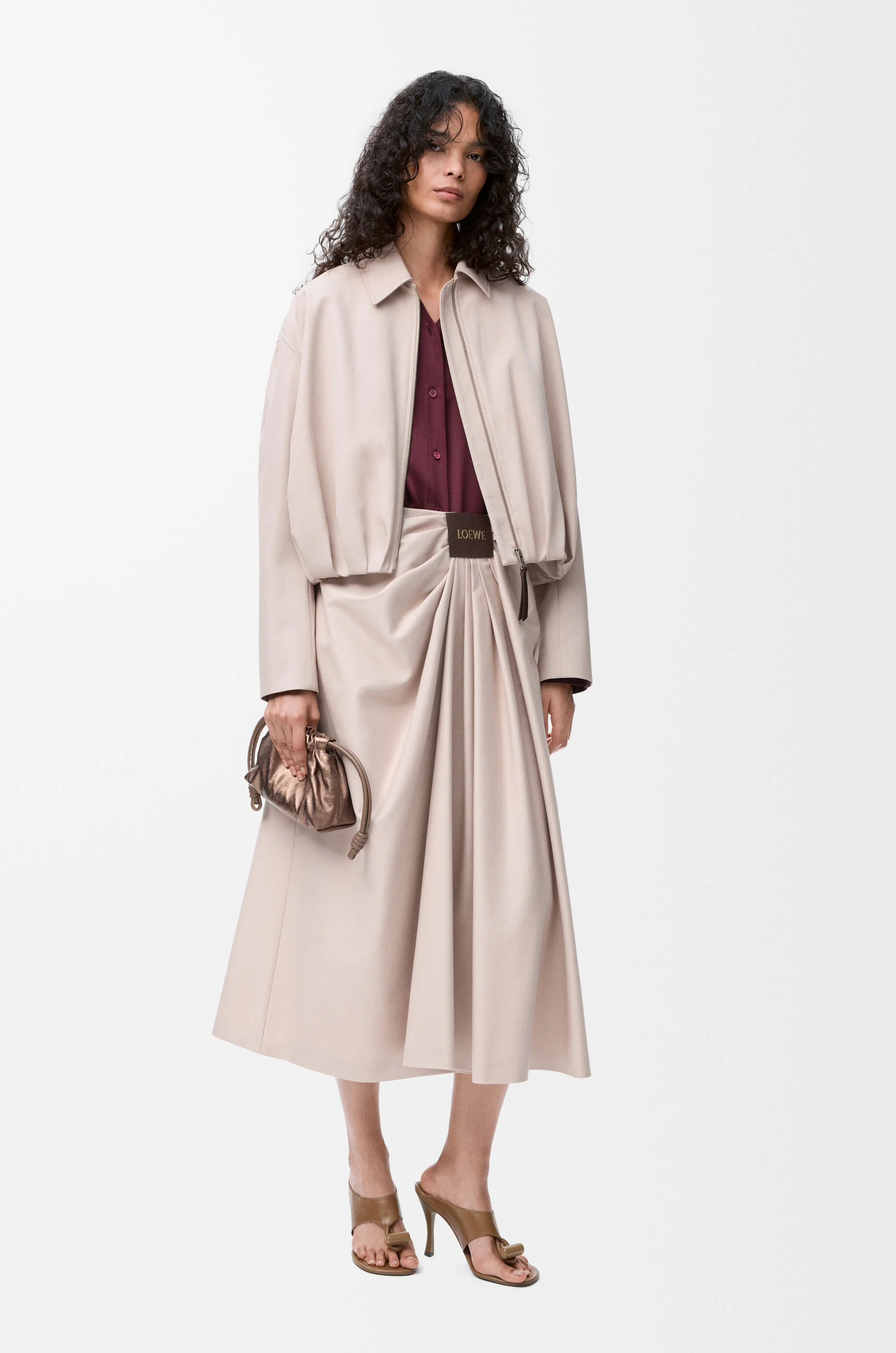 Draped jacket in cotton and silk Pink - LOEWE International