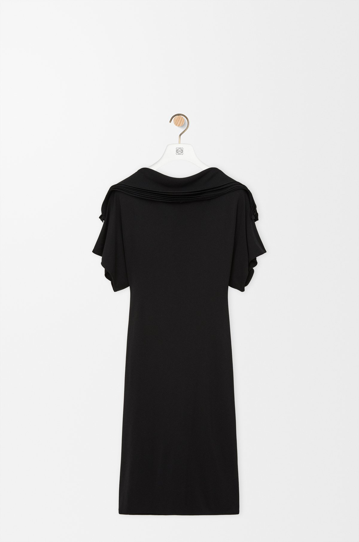 loewe black dress Asymmetric open-back draped chiffon and crepe dress - black