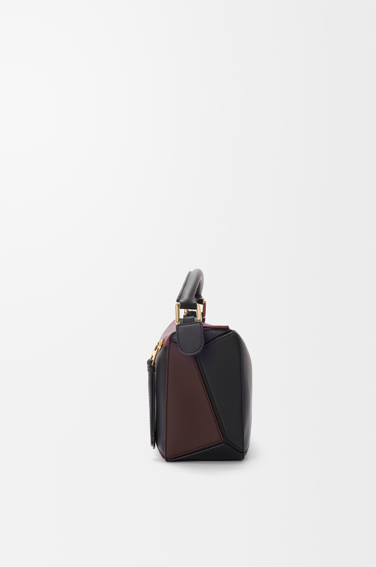 LOEWE Small Puzzle bag in nappa calfskin Black/Burgundy