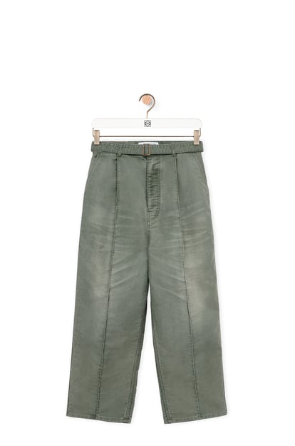 LOEWE Low crotch trousers in denim Solid Khaki Green