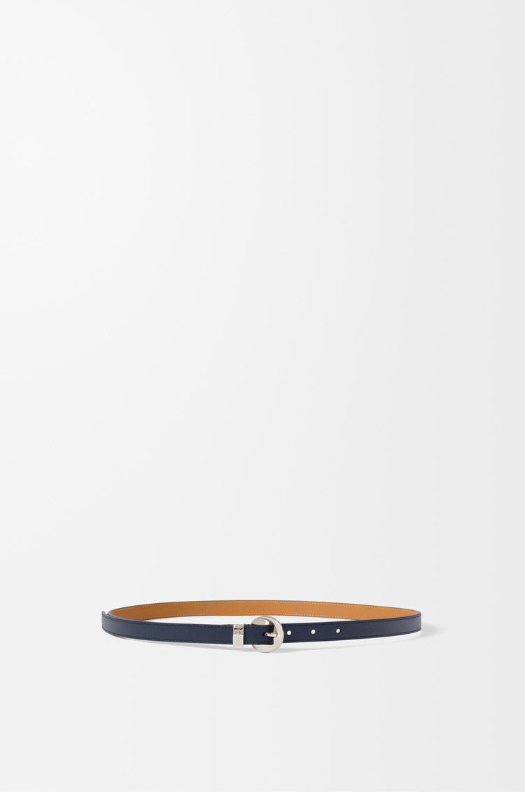 LOEWE Cinturón Pebble en piel de ternera lisa Azul Marino Oscuro/Paladio