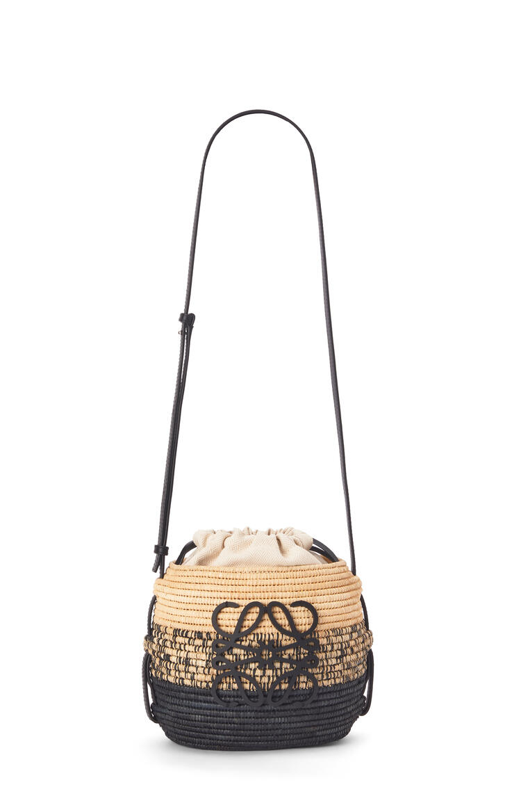 LOEWE 酒椰纤维和牛皮革蜂巢 Basket 手袋 原色/黑色 pdp_rd