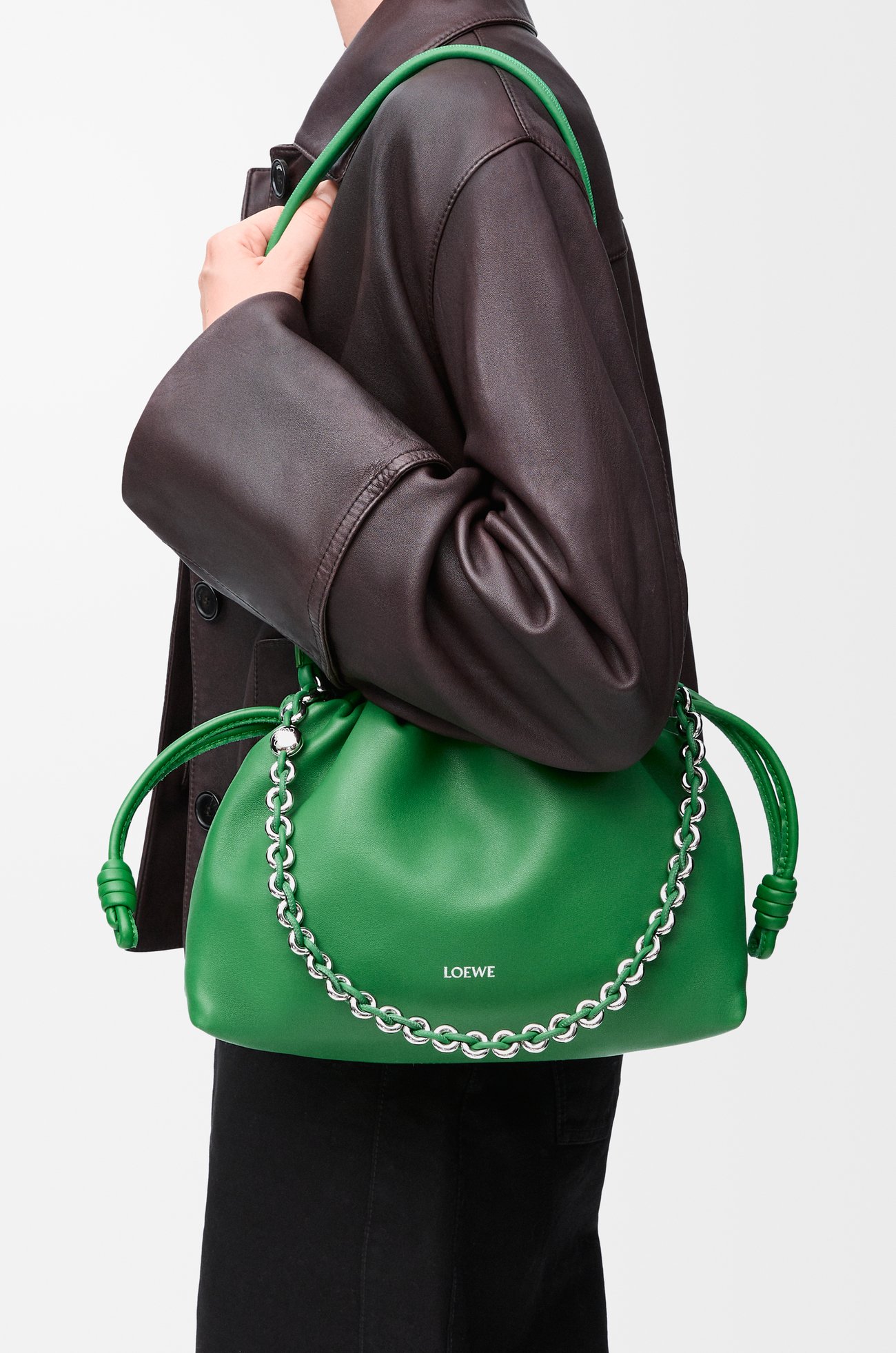 LOEWE 中号柔软纳帕羊皮革 Flamenco Purse 手袋 热带绿