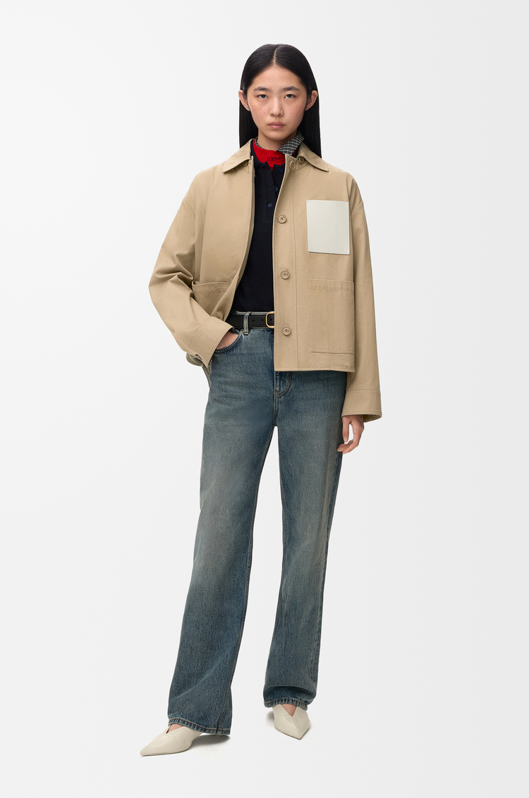 LOEWE 棉质工装夹克 浅灰绿色