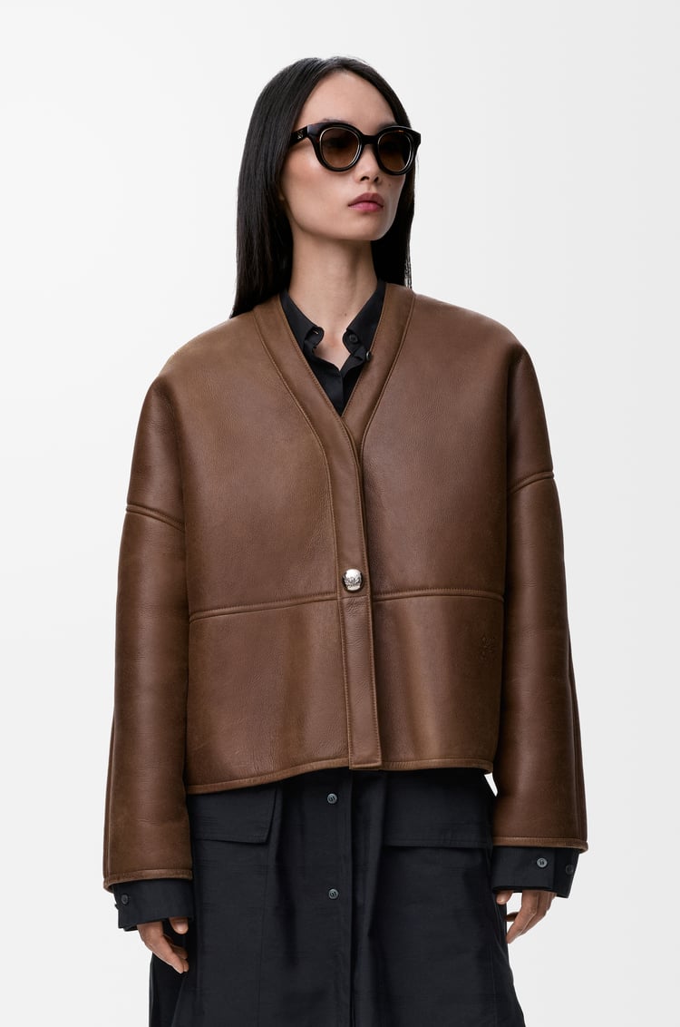 LOEWE Cárdigan Pebble en lana de oveja Marrón Caqui