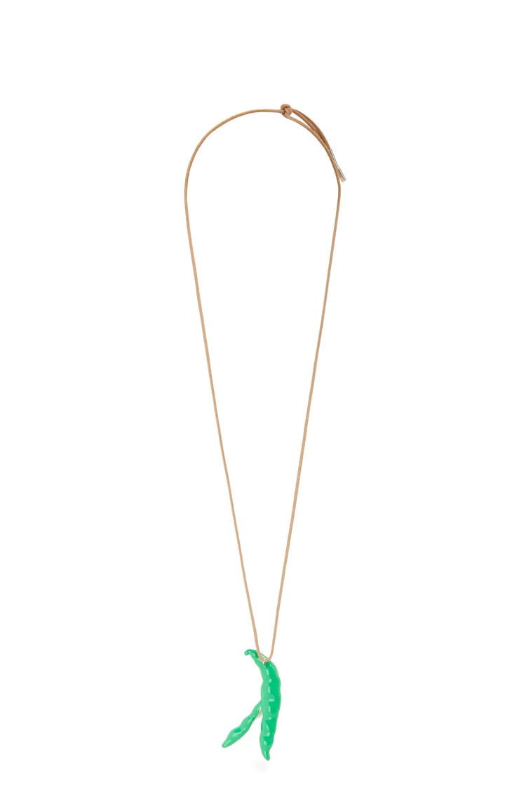 LOEWE Fava bean pendant necklace in sterling silver and enamel 銀