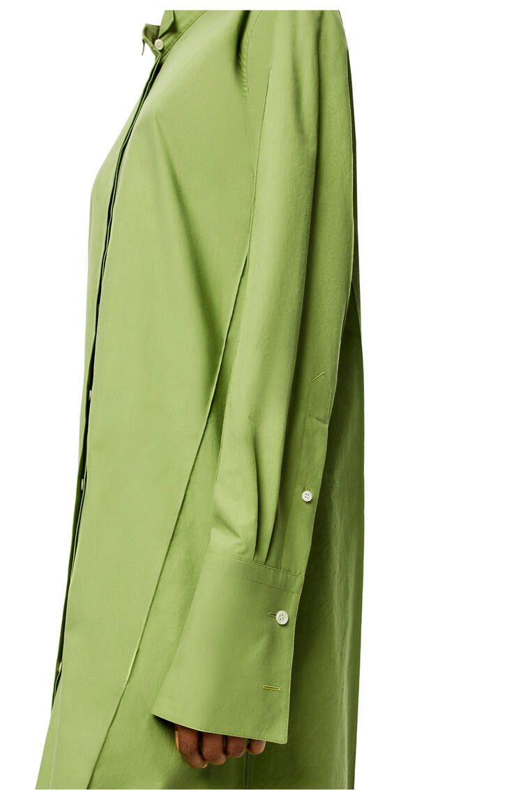 LOEWE Pleated shirt dress in cotton Green Bean