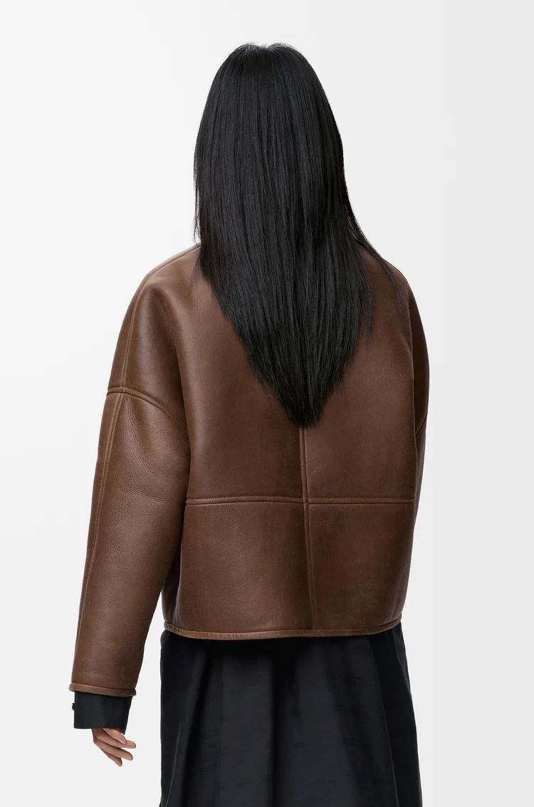 LOEWE Cárdigan Pebble en lana de oveja Marrón Caqui