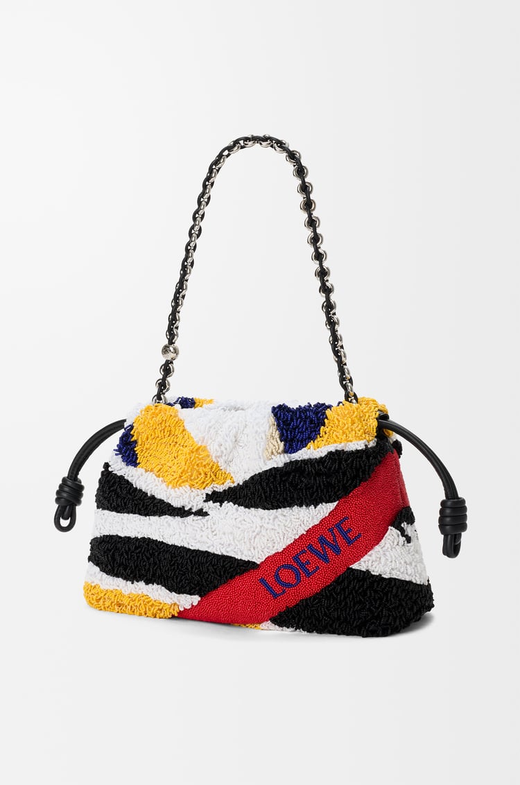 LOEWE Medium Flamenco purse in embroidered nappa Black/Multicolor