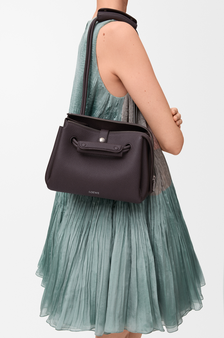LOEWE Small Madrid bag in supple grained calfskin Dark Ebony