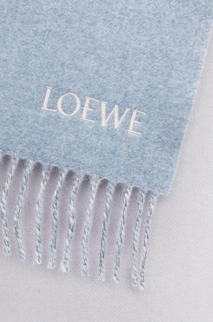 LOEWE Anagram scarf in wood and cashmere Baby Blue/Blue