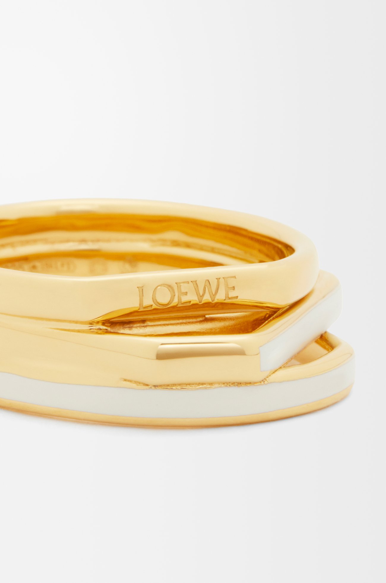 LOEWE Stacked ring in sterling silver and enamel Gold/Ivory