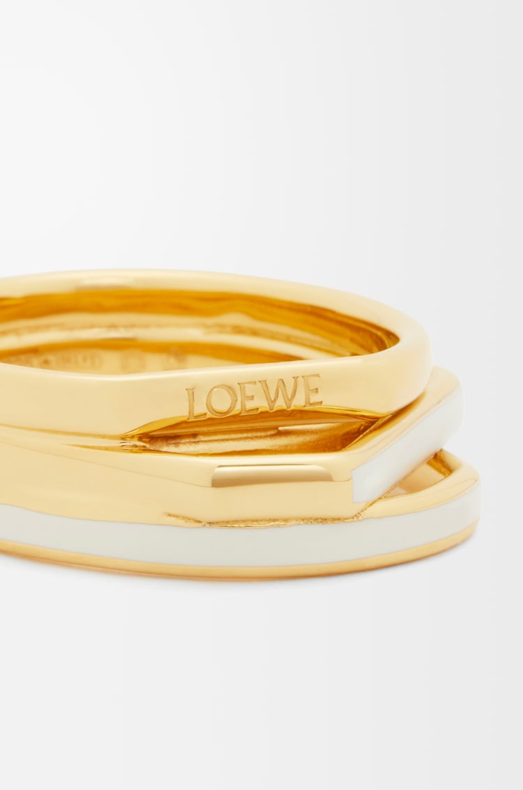 LOEWE Stacked ring in sterling silver and enamel Gold/Ivory