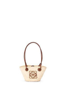 LOEWE Mini Anagram Basket bag in iraca palm and calfskin Natural/Tan plp_rd