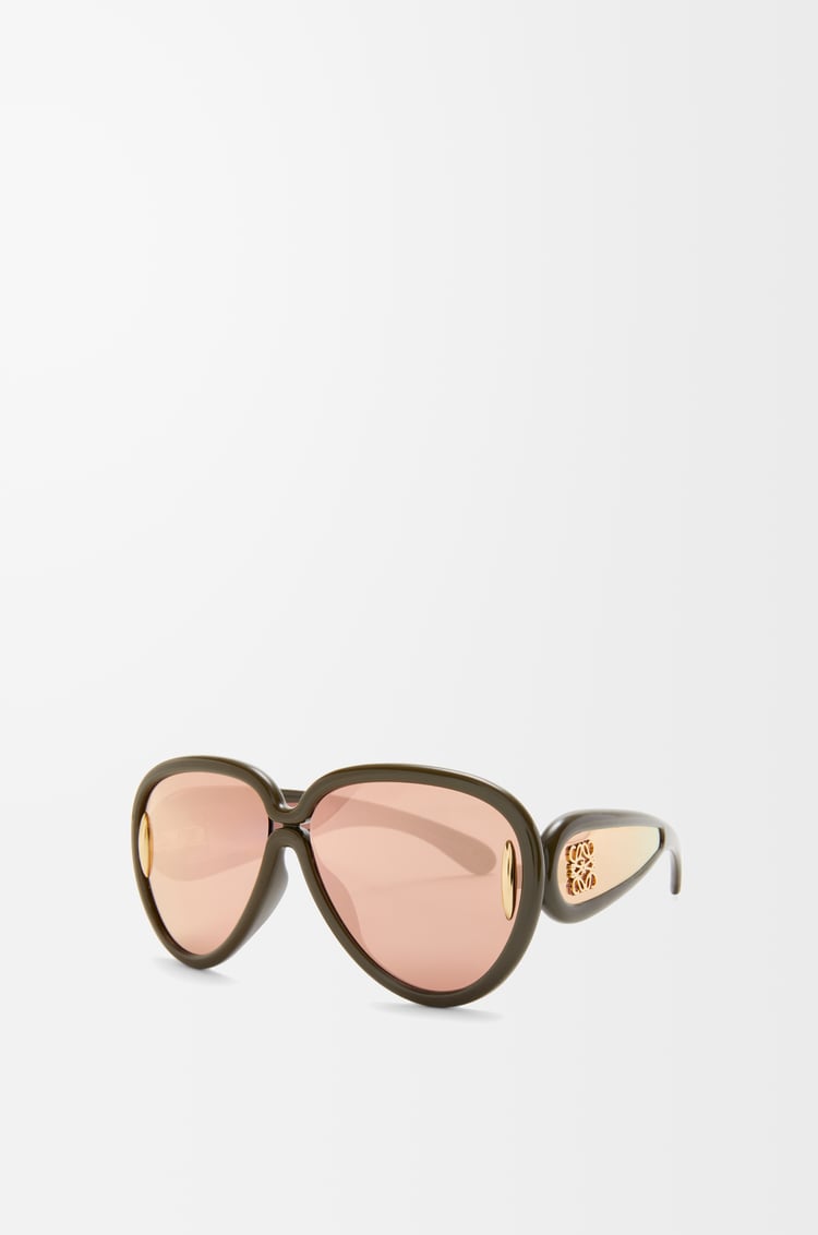 LOEWE Gafas de sol Pilot Mask en acetato y nailon Caqui Brillante