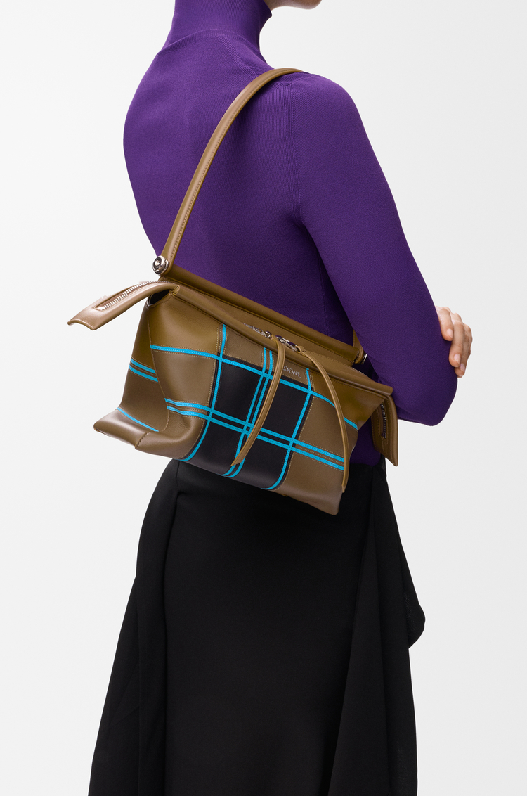 LOEWE Borsa Whisker con quadri a intarsio Verde-marrone/Multicolore
